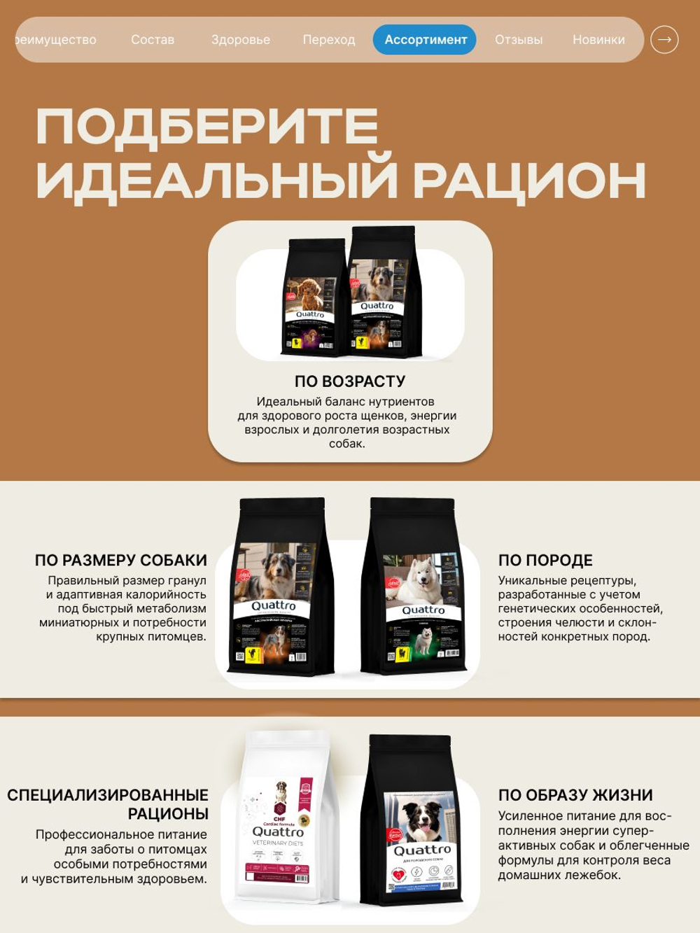 Корм сухой для взрослых собак породы Шарпей, премиум полнорационный комплекс, с лососем, 2,5 кг, QUATTRO