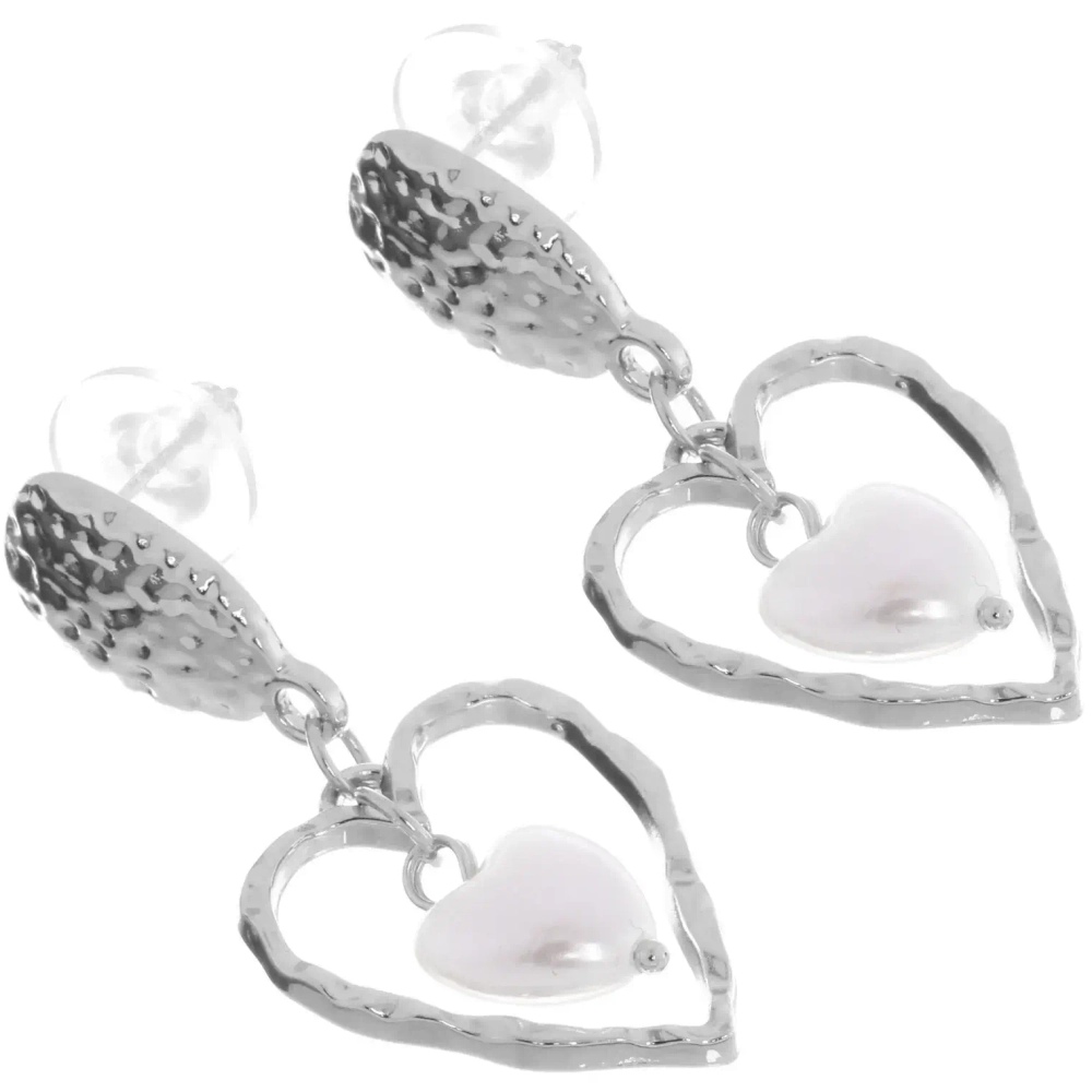 Серьги «ЭЛЛОДИ», сердечки, цвет золото и серебро, 3,5*3,5см