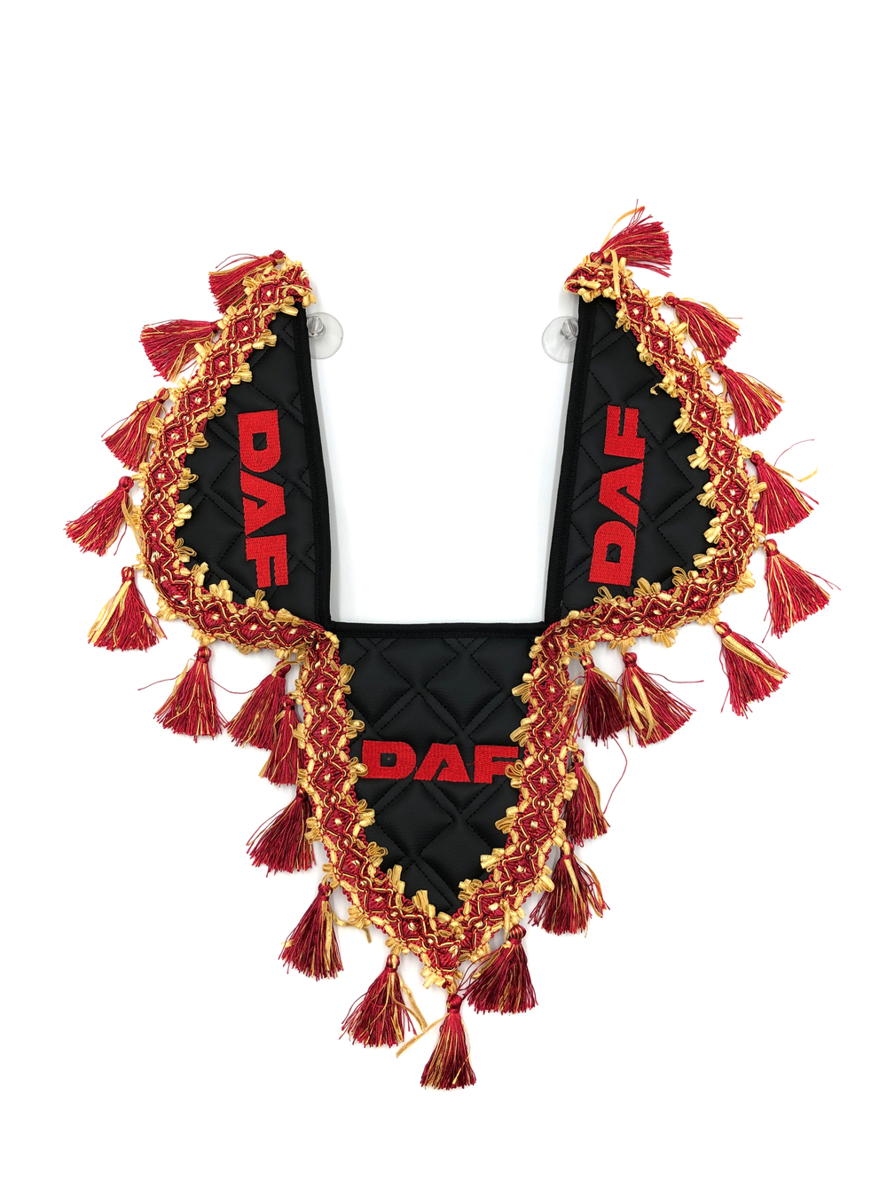 Вымпел тройной DAF (экокожа, черный с красными кисточками)