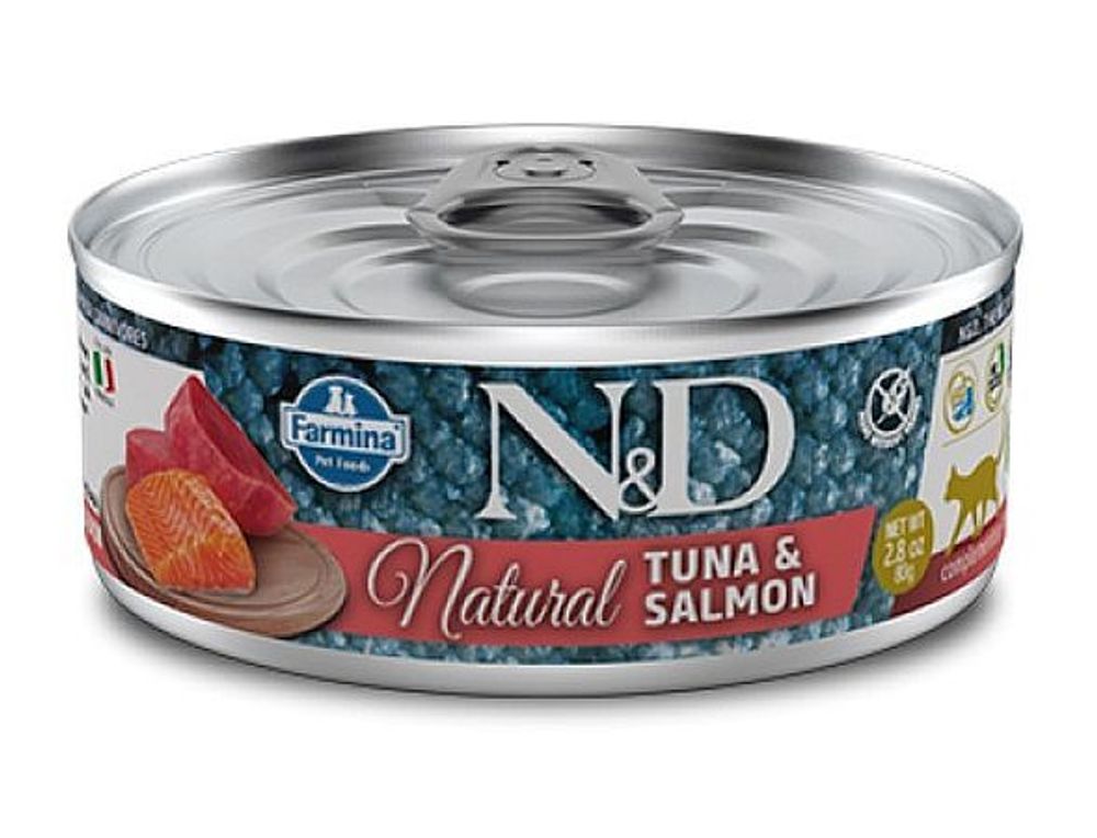 N&amp;D Cat Natural c тунцом и лососем влажный корм для кошек 80г