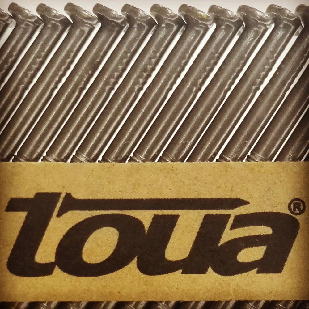Реечные гвозди по дереву на бумажной кассете Toua, тип D34 3,05х90 RIBrt, упаковка 2000 шт.
