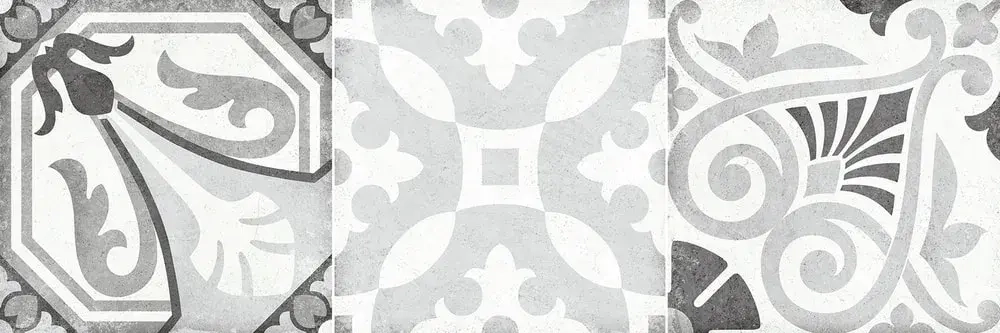 Настенная плитка ALMA Ceramica TWA11COR017 Costa Rica 60x20 белая / серая матовая с орнаментом / пэчворк