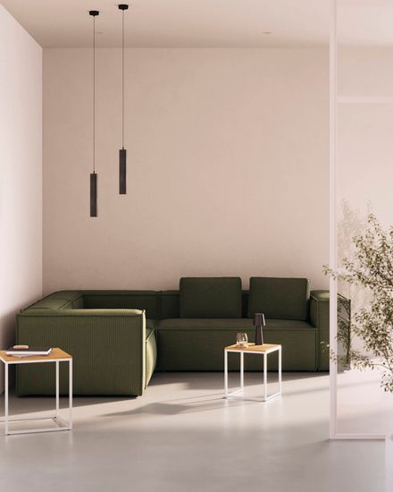 4-местный угловой диван Blok в зеленом толстом вельвете 290 x 290 см