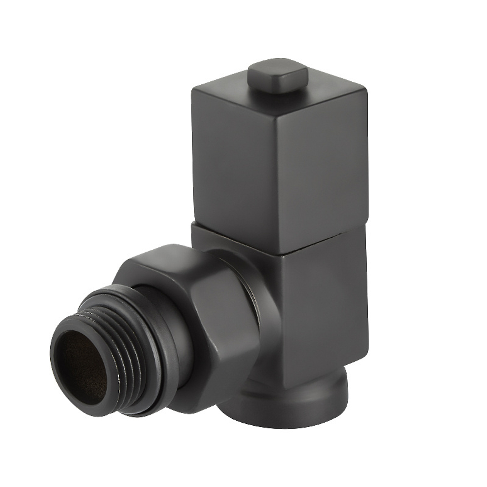 Набор дизайн-вентилей Royal Thermo CUBE, угловой (черный) 1/2"
