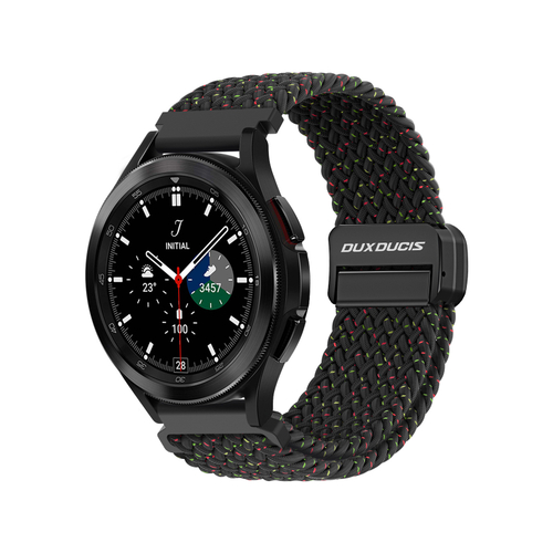 Эластичный ремешок черного цвета (Black Unity) от Dux Ducis для смарт часов Samsung Galaxy Watch 3, 4, 5, 6 и 7 (размер крепления 20мм), серия Strap (Mixture Pro Series)