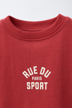 ZARA ФУТБОЛКА С НАДПИСЬЮ, КРАСНЫЙ