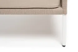 "Канны" кресло плетеное из роупа, каркас алюминий белый, муар, роуп бежевый круглый, ткань бежевая 035