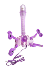 Анально-вагинальный стимулятор на эластичном креплении (20 режимов) (Цвет: фиолетовый)