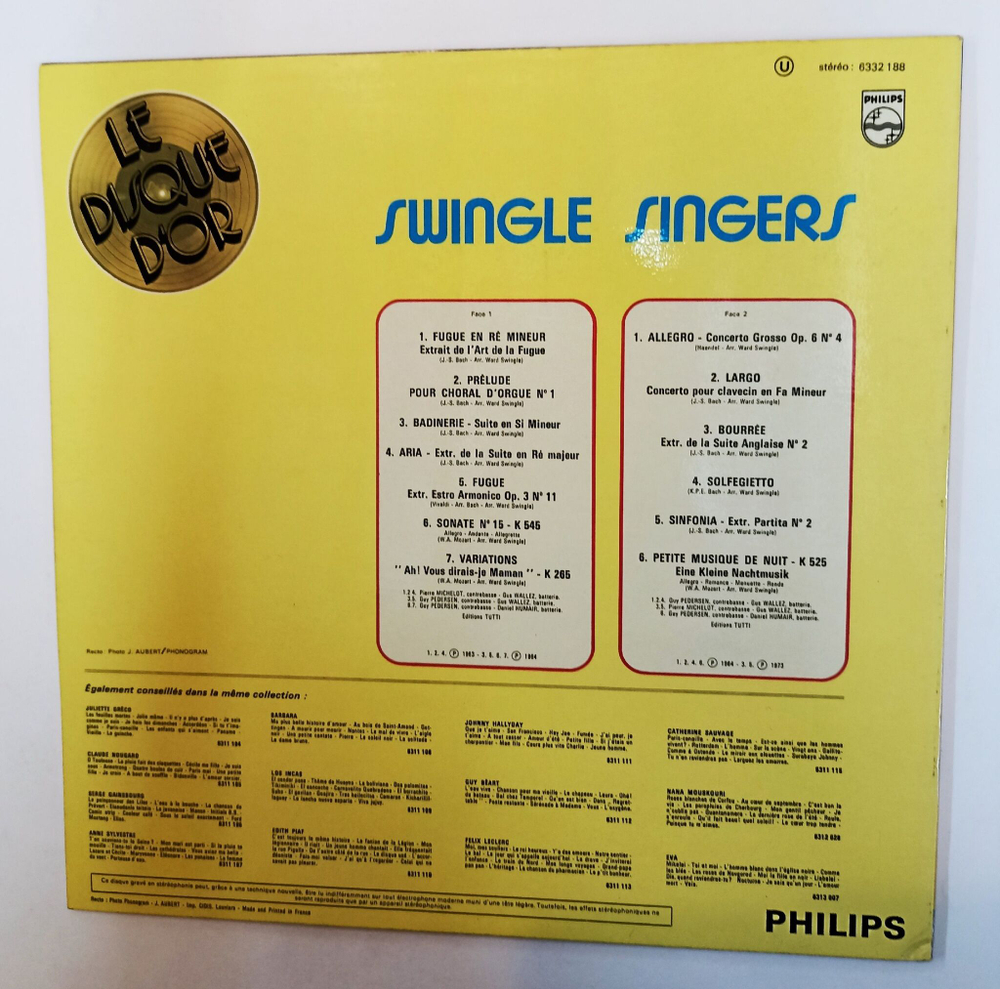 Винтажная виниловая пластинка LP Swingle Singers Le Disque Dor (France 1973)