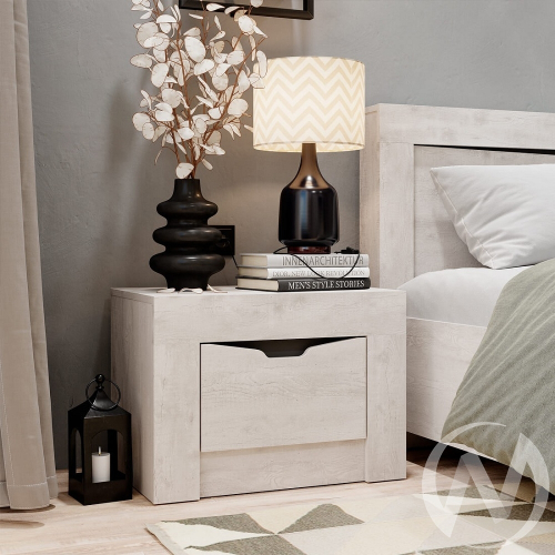 Прикроватная тумба ТБ-25 МС Леонардо (бетон пайн светлый/бетон пайн светлый; графит)