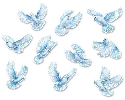 Комплект вырубных мини-плакатов со скотчем "Голуби" двухсторонние, 10шт. в комплекте КФМ-17274 (Сфер