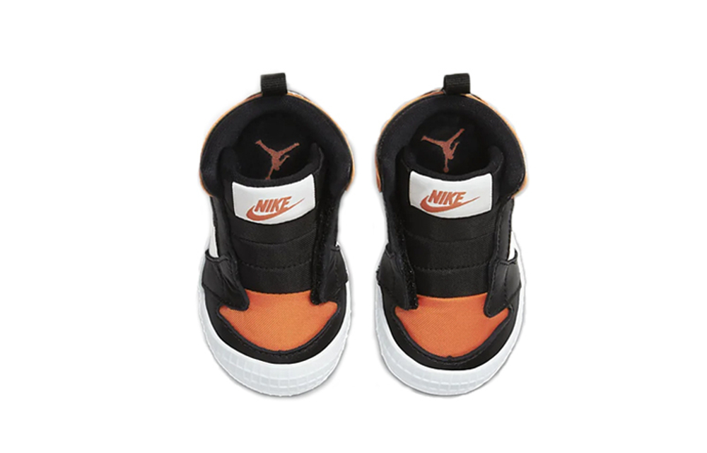 Baby Jordan Air Jordan 1 "Crib Bootie" buckle mid-cut non-slip shock absorption retro basketball shoes white Orange