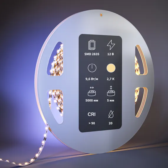 Светодиодная лента Ультра 12В 2835 9,6Вт/м 2700К 5м IP 20 201105 Led Strip 201105