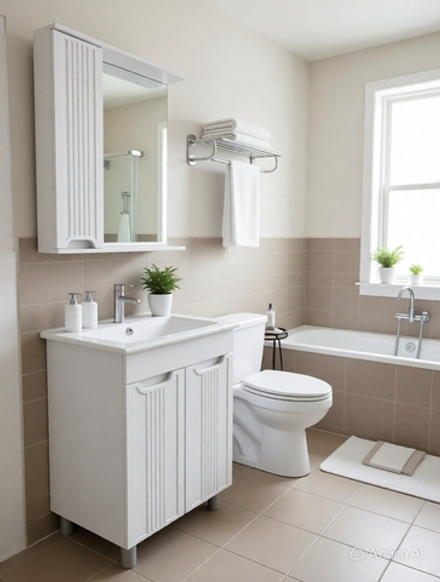 Комплект мебели Лира 60 - зеркальный шкаф с тумбой и раковиной Элина