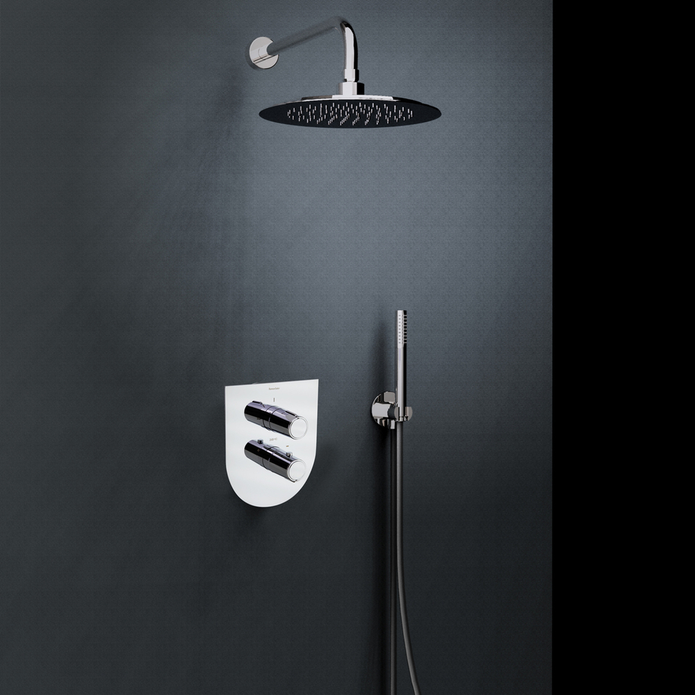 Встраиваемый смеситель для душа с тропическим и ручным душем TZAR K3415021NC никель