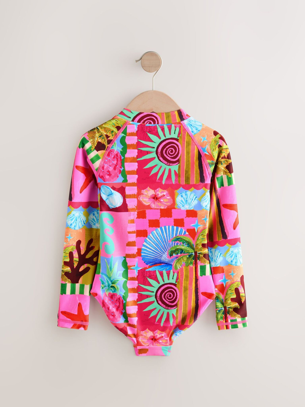 Купальник слитный на молнии для девочки Next AB7-019, Розовый