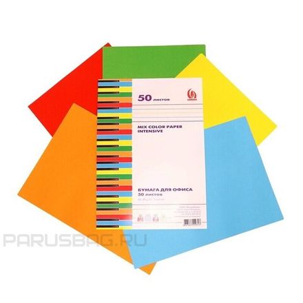 Бумага цветная mix 5цв, 50л, А4, 80г/м2, Лорош Intensive