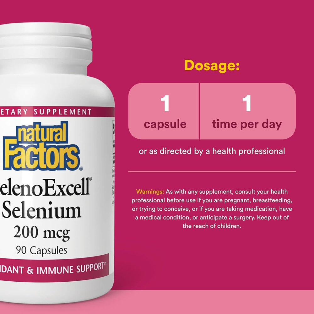 Natural Factors, SelenoExcell, селен, 200 мкг, 90 капсул
