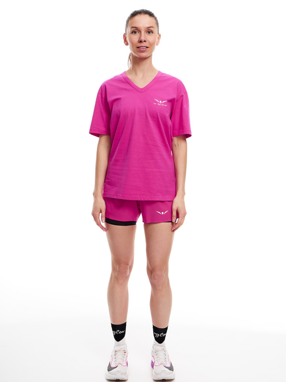 ФУТБОЛКА ЖЕНСКАЯ COTTON TEE V-NECK-SUPER PREMIUM | PURPLE