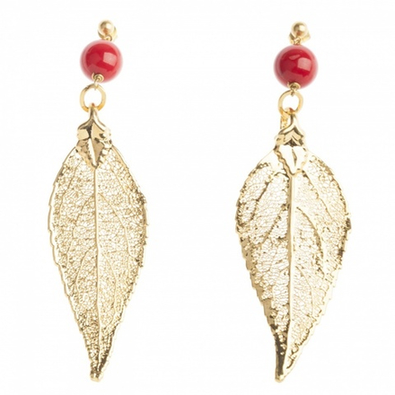 Серьги листья Ester Bijoux Вишня OR1194/31- G BR/R