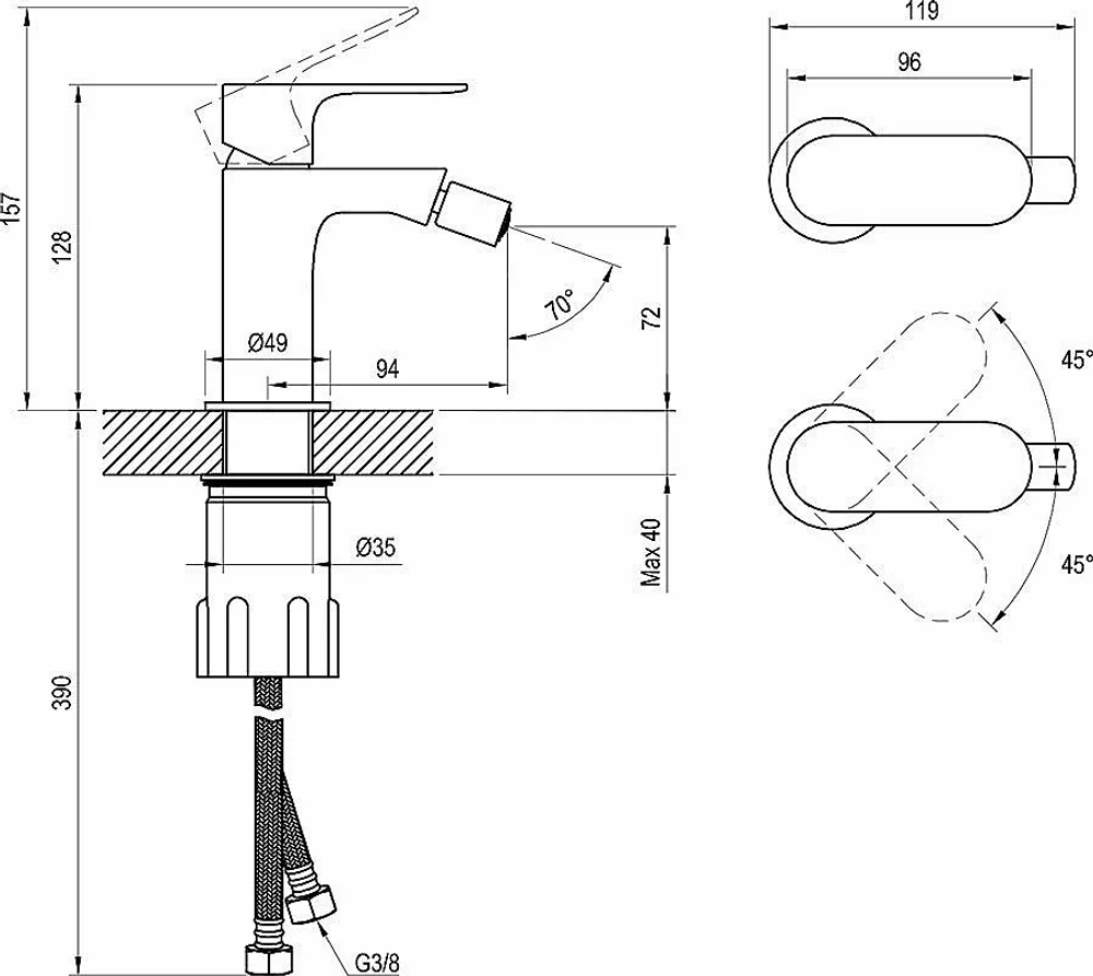 Смеситель для биде Ravak Eleganta X070215 хром