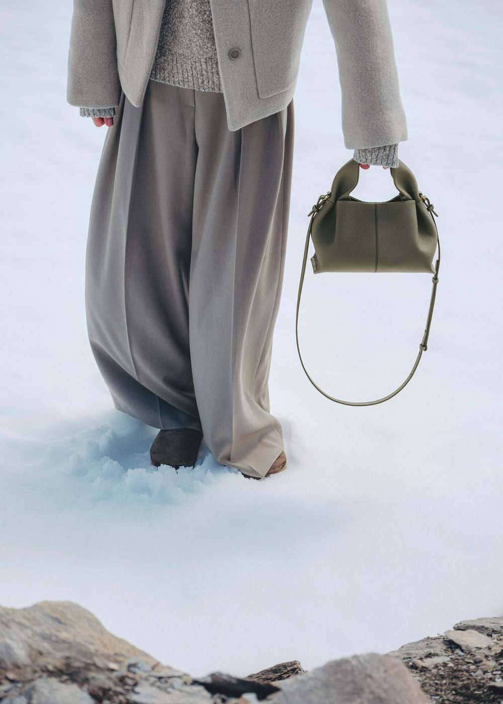 POLENE СУМКА NUMERO NEUF MINI, ДЫМЧАТО-ЗЕЛЕНЫЙ