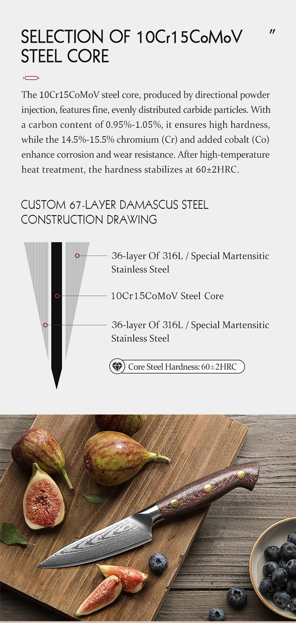 Кухонный нож Hezhen X02M Paring нож 4 дюйма клинок 67 Layers Damascus рукоять микарта, длина лезвия 11 см