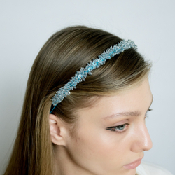 Ободок бирюзовый с декором хрусталь