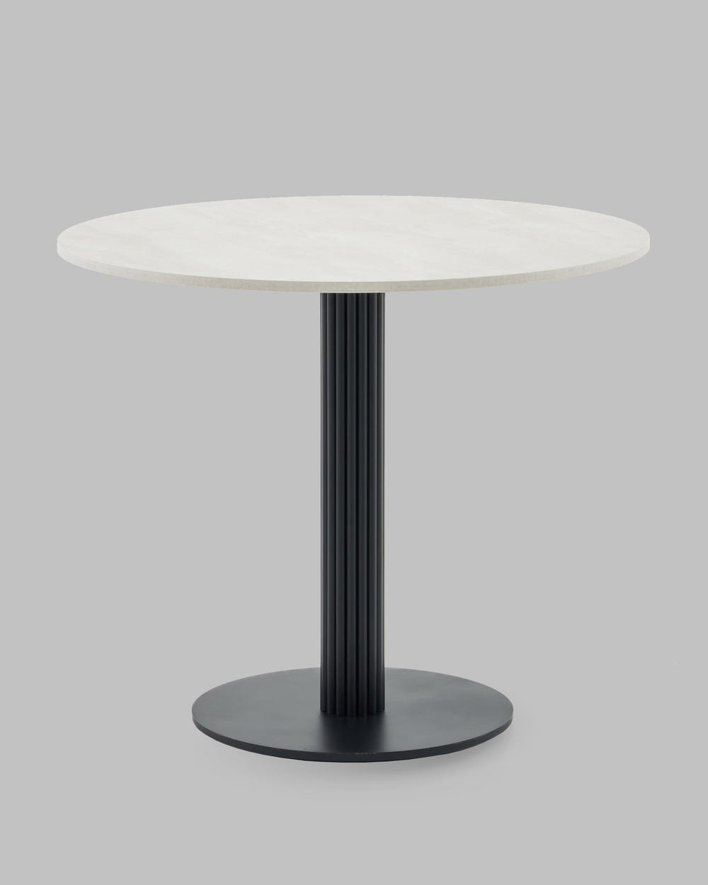 Стол круглый Фризбин D90, столешница МДФ ледяной камень, основание металл черный