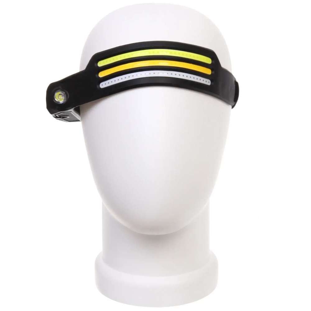 Фонарь налобный светодиодный 3COB + 1W 8 режимов. аккумуляторная батарея 800mAh, USB