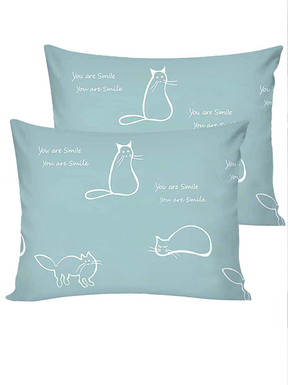 Постельное белье перкаль Сказка "Котики (мята)/Николь" 1,5-сп Наволочка 50х70 см 1 шт Простынь на резинке 90x200 см Пододеяльник 145x215 см