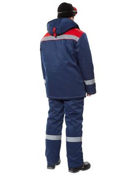 Костюм зимний "Тимбер" полукомбинезон (синий/красный)