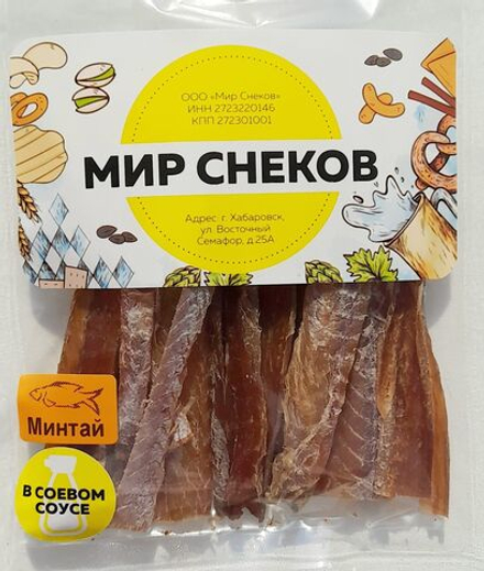 Ломтики Минтая - филе сушено-вяленые в соевом соусе (4 шт.)