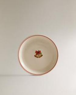 ZARA HOME НОВОГОДНЯЯ ТАРЕЛКА ДЛЯ ХЛЕБА ИЗ КЕРАМИКИ, БЕЛЫЙ/КРАСНЫЙ