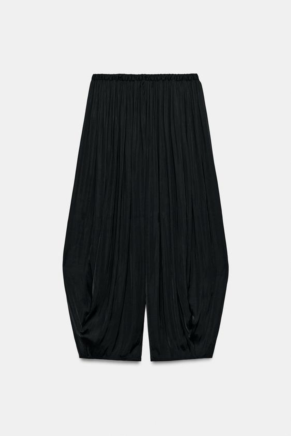 ZARA БРЮКИ БОМБАЧО СО СКЛАДКАМИ, ЧЕРНЫЙ