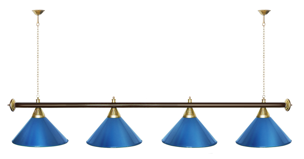 Лампа STARTBILLIARDS 4 пл. (плафоны зеленые,штанга золотая,фурнитура золото)