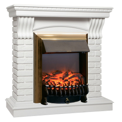 Электрокамин RealFlame Jazz WT белый с очагом Fobos Lux Brass