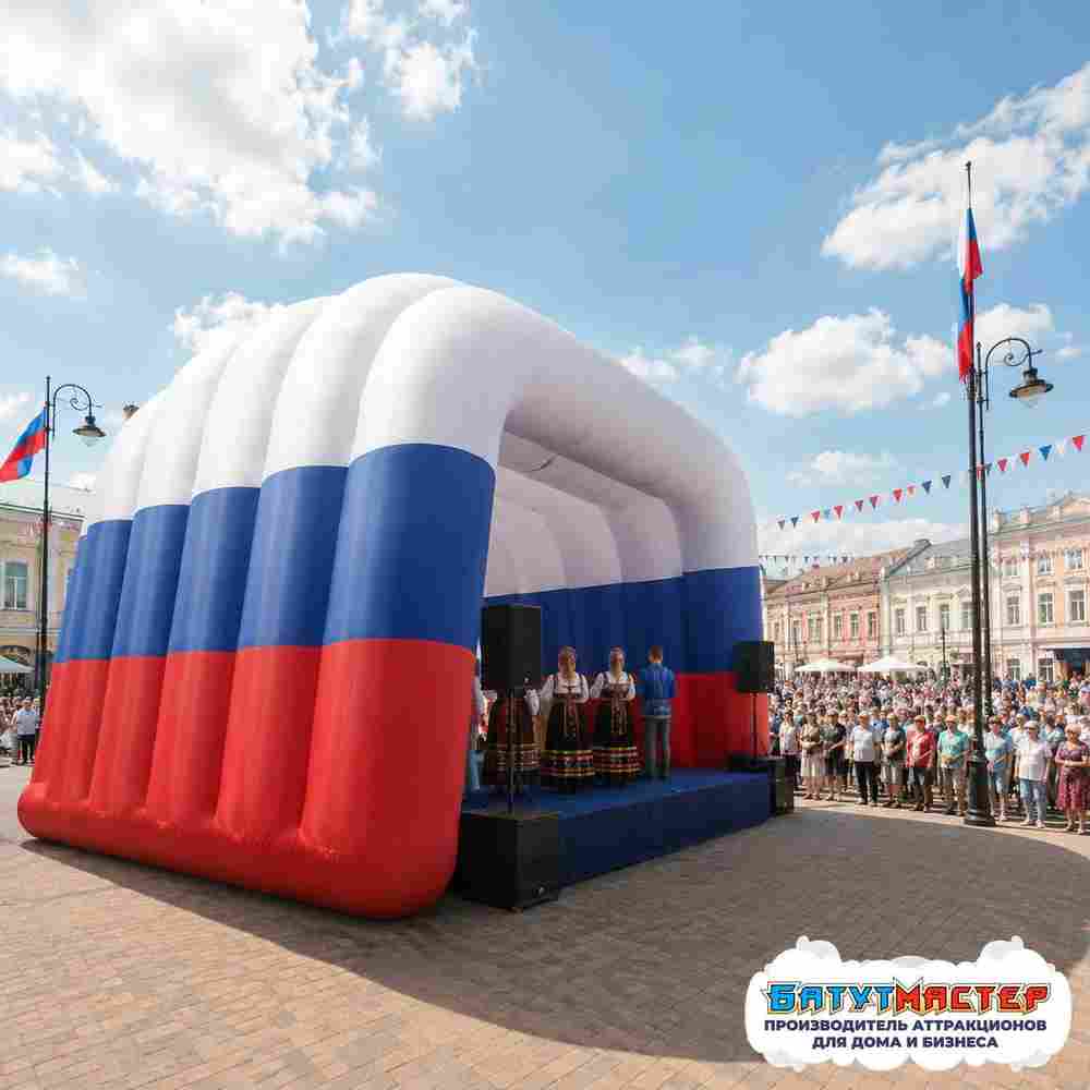 Надувная сцена для мероприятий «Русский Мир», 6×4×4 м
