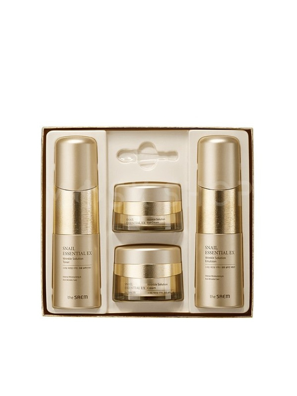 The Saem Snail Essential EX Wrinkle Solution Skin Care 4 Set антивозрастной бьюти-набор с коллагеном и улиточным экстрактом