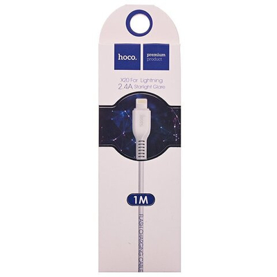 Кабель HOCO X20 USB-Lightning 2.4А 1м PVC White