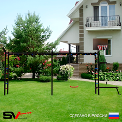 Уличная шведская стенка Sv Sport рукоход х 2 У54911К (Брусья/Скамья/"Лодочка"/Щит баскет/Кронш бокс)