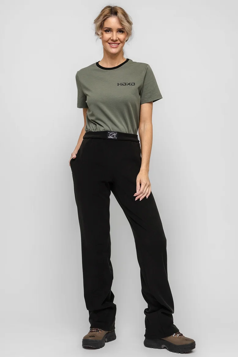 Брюки спортивные с утяжкой внизу, женские, цвет "Чёрная скала"