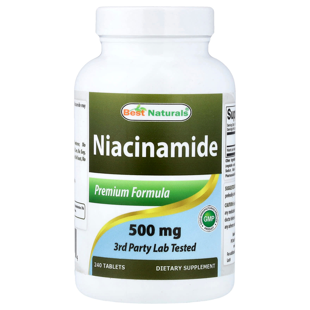 Best Naturals, Ниацинамид, 500 мг, 240 таблеток