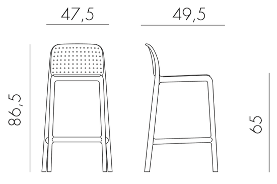 Стул пластиковый полубарный Lido Mini агава Италия