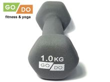 Гантель GO DO в виниловой матовой неопреновой оболочке.  Вес 1 кг.  (Серый)