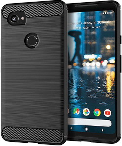 Чехол на Google Pixel2 XL цвет Black (черный), серия Carbon от Caseport