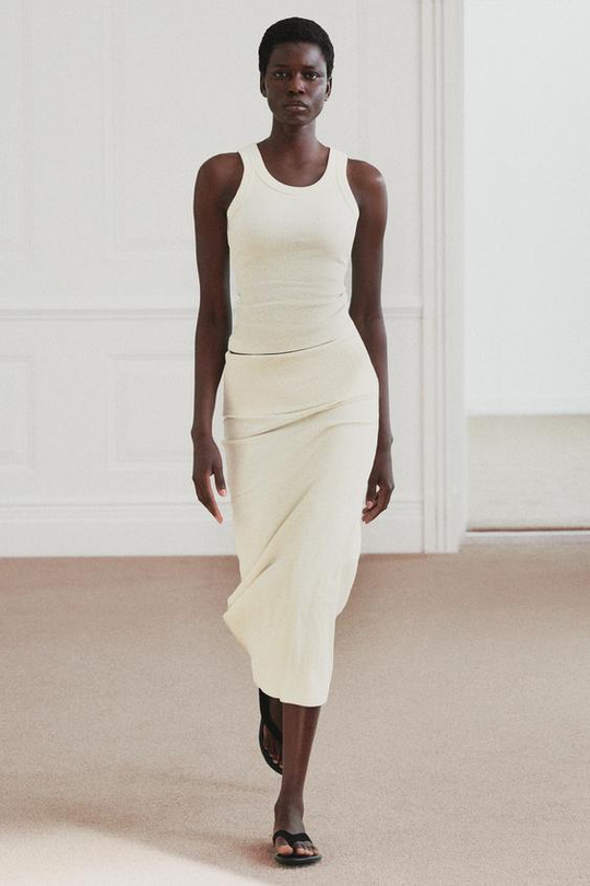 ZARA ЮБКА В РУБЧИК В СТИЛЕ РУСТИК, ЭКРЮ