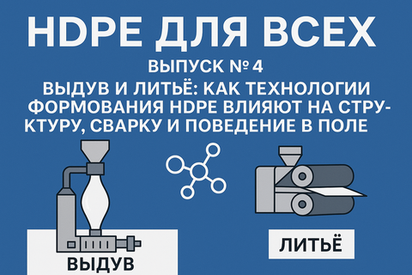 HDPE для всех. Выпуск № 4 - Выдув и литьё: как технологии формования HDPE влияют на структуру, сварку и поведение в поле