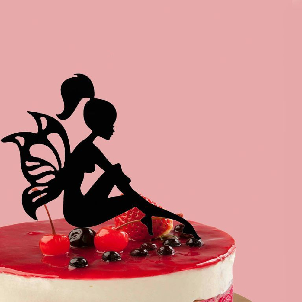 Топпер «Силуэт» фея с крыльями, черный