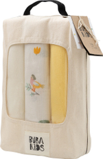 Пелёнки фланелевые BUBA KIDS, 3 шт., Утка мандаринка/Жёлтая пастель/Сливочный, 95х115